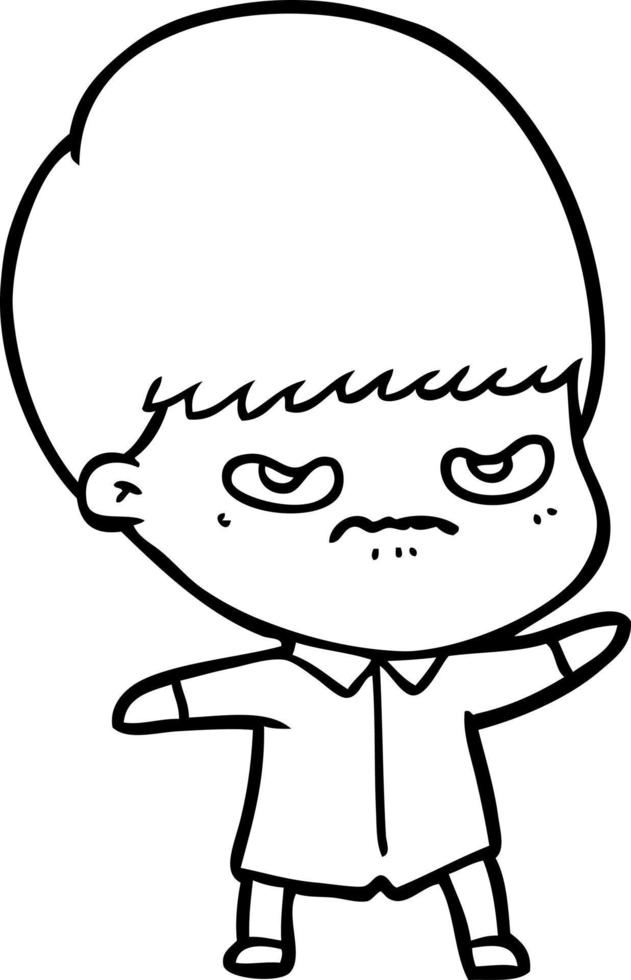 annoyed cartoon boy vector