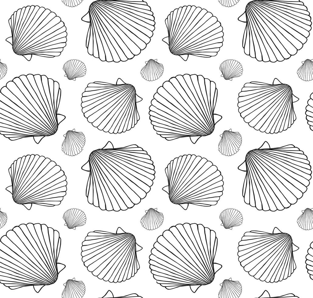 Vector seamless pattern of doodle sketch shell