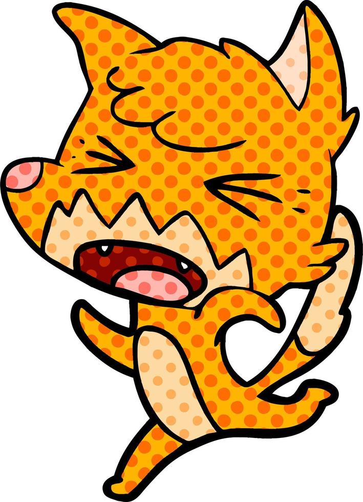 angry cartoon fox running vector