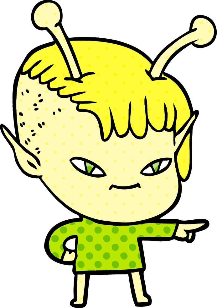 cute cartoon alien girl vector