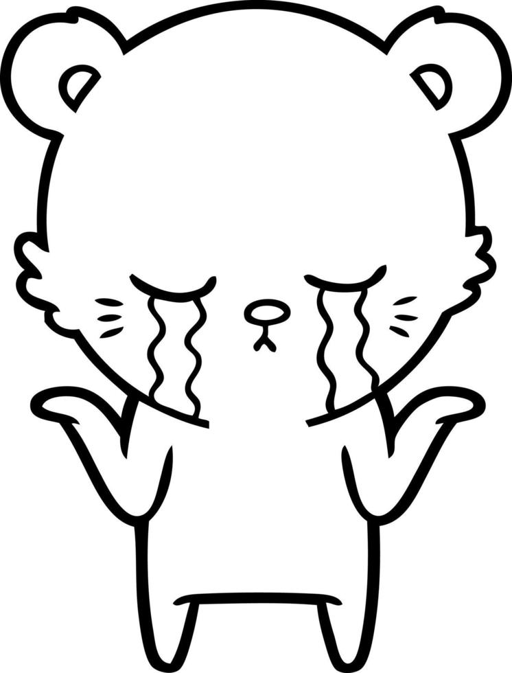 crying cartoon polar bear shrugging shoulders vector