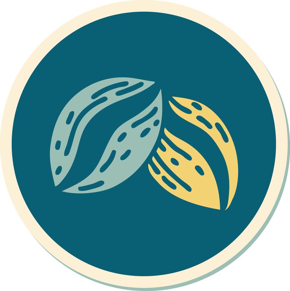 sticker of tattoo in traditional style of coffee beans vector