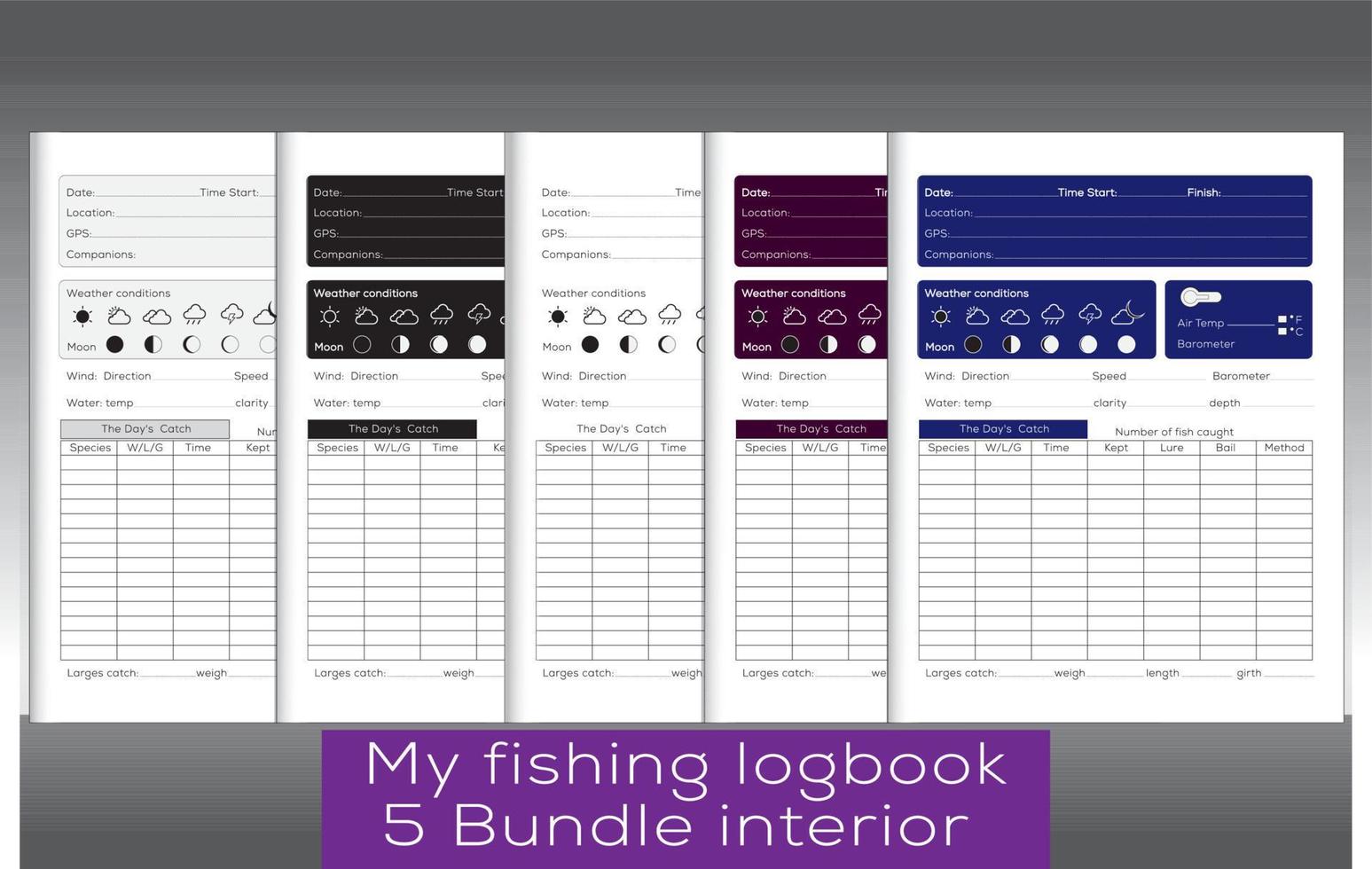 fishing logbook for fisherman. vector