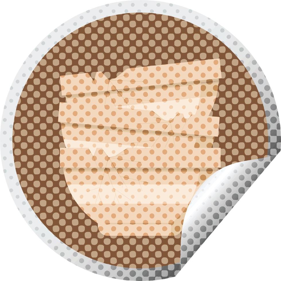 stack of cracked old bowls graphic vector illustration circular sticker