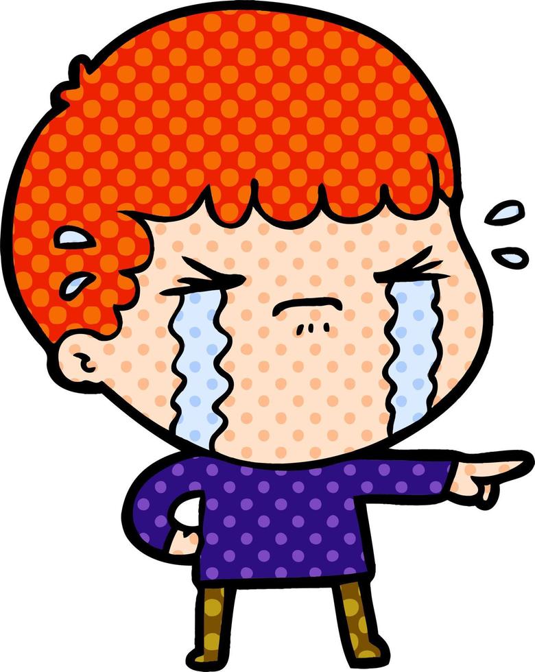 cartoon man crying vector