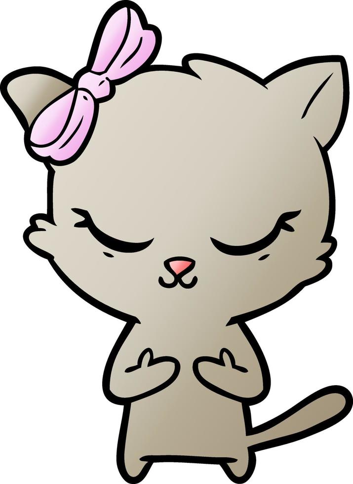 cute cartoon cat with bow vector