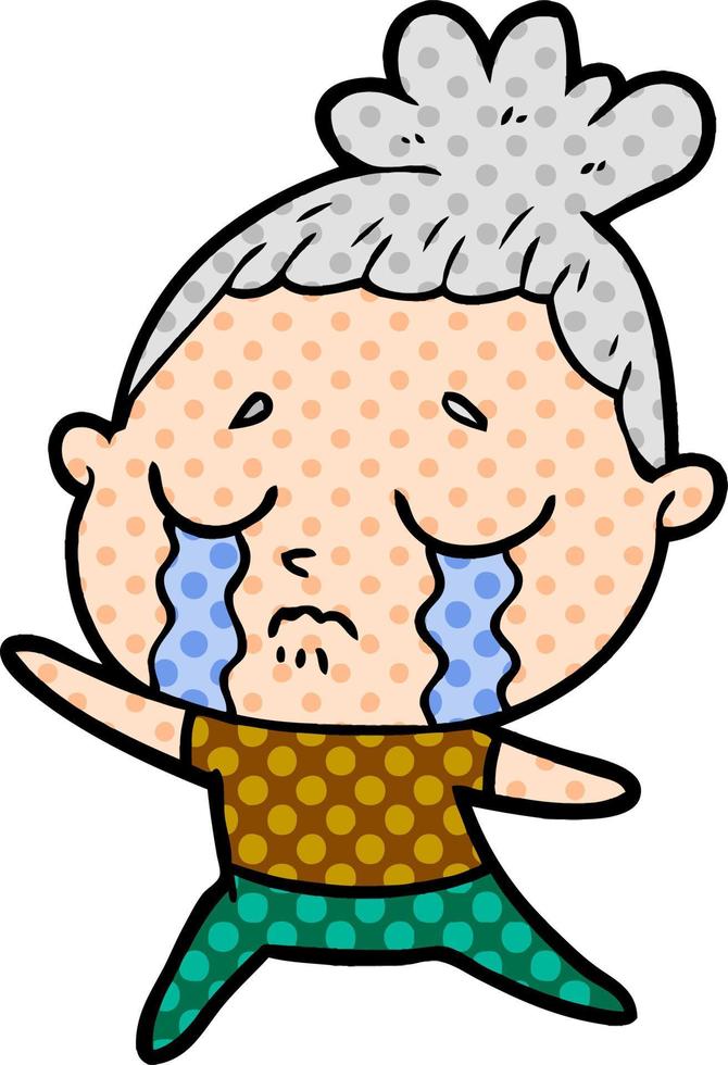 cartoon crying woman vector