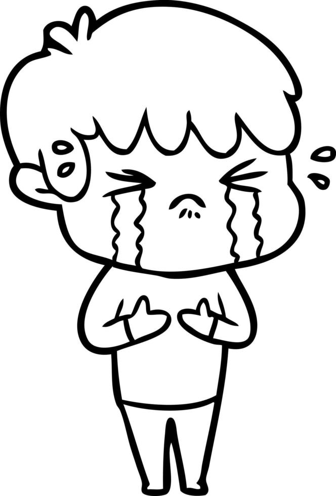 cartoon boy crying vector