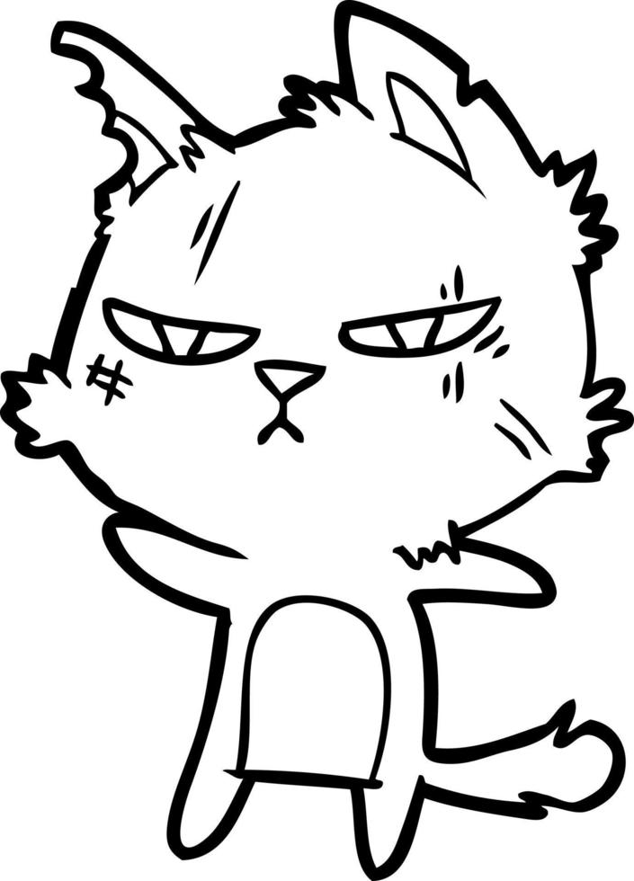 tough cartoon cat vector