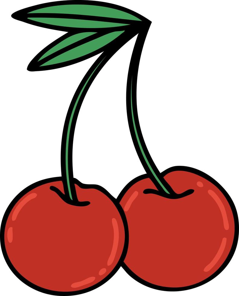 traditional tattoo of cherries vector