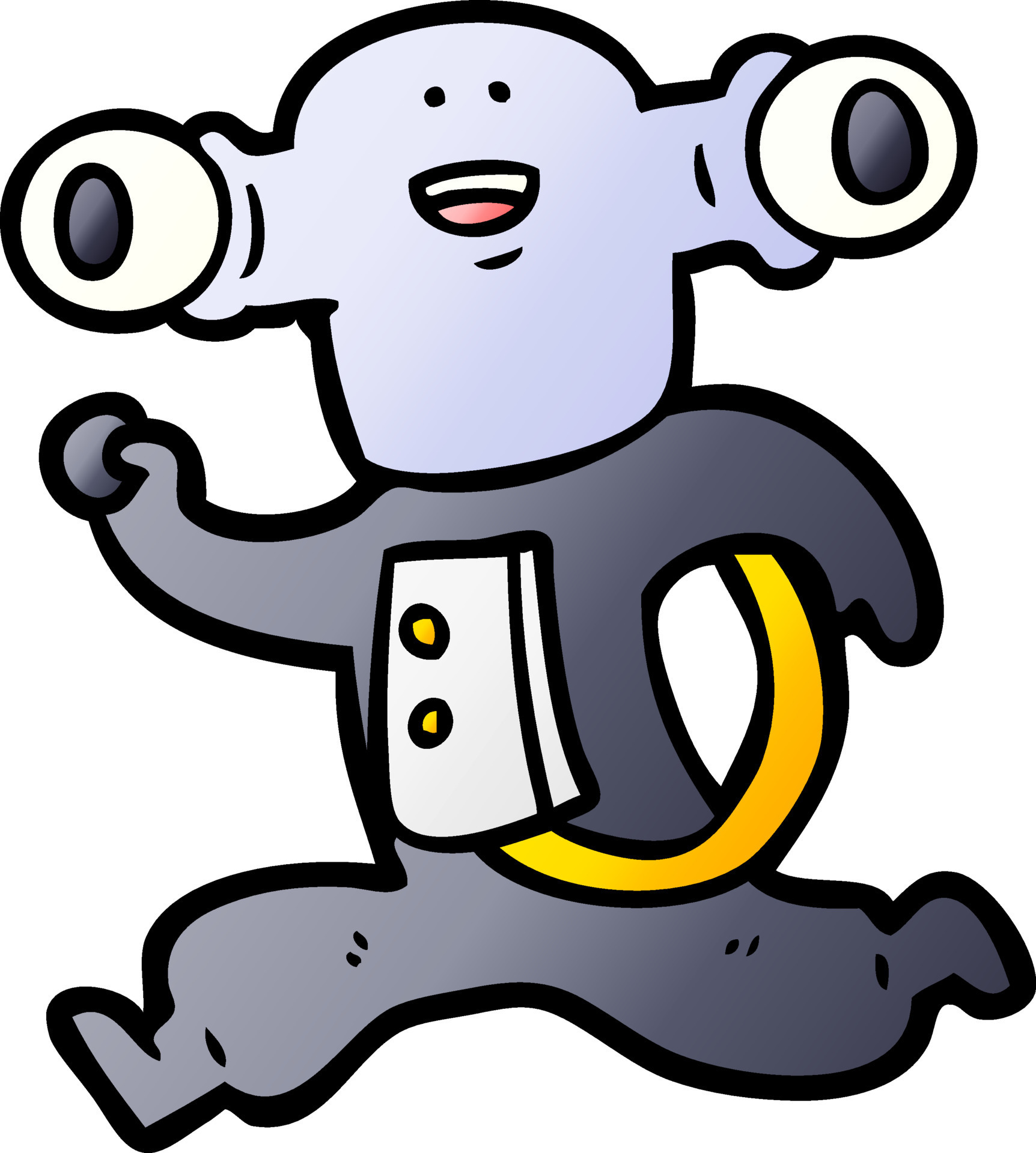 friendly cartoon alien running 12408984 Vector Art at Vecteezy