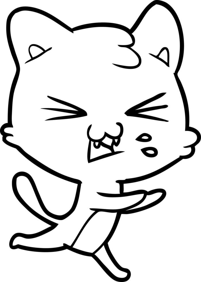 cartoon cat hissing vector