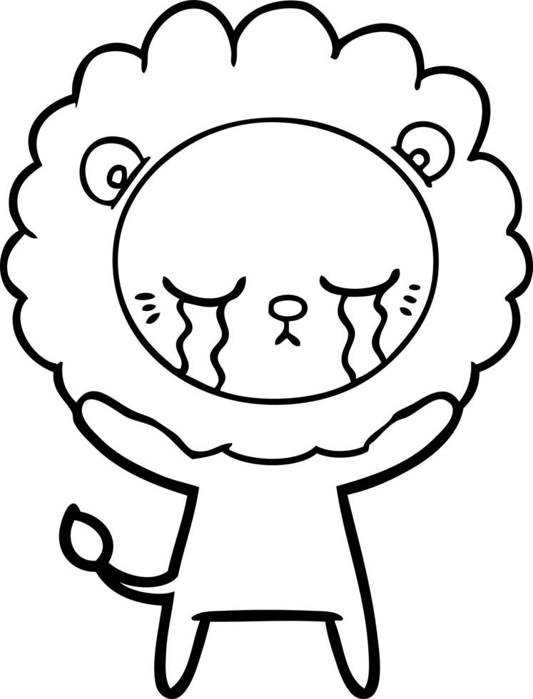 crying cartoon lion vector