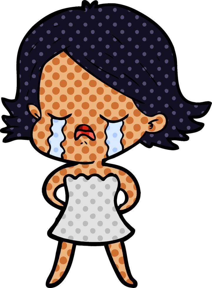 cartoon girl crying vector