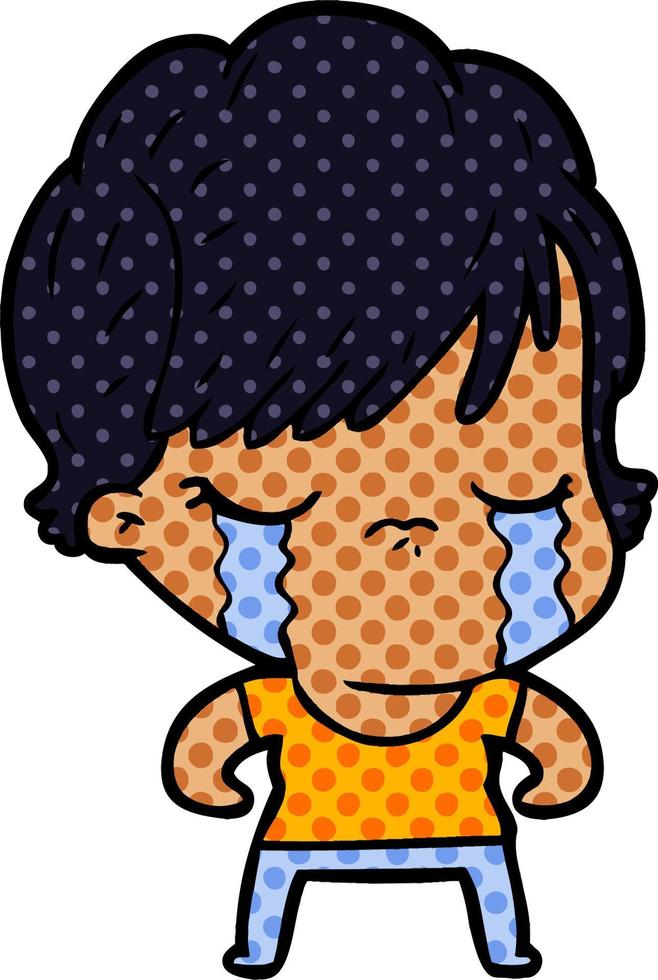 cartoon woman crying vector