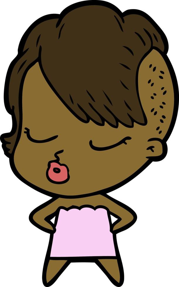 cartoon pretty hipster girl vector