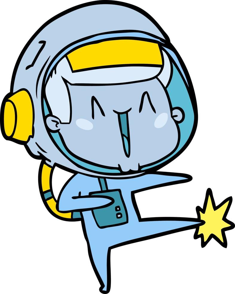 astronauta de dibujos animados feliz bailando vector