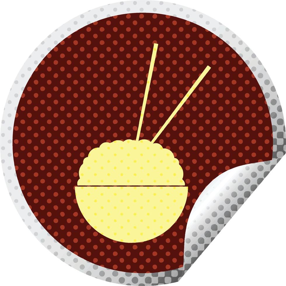 Cuenco de arroz circular pegatina peeling ilustración vectorial vector
