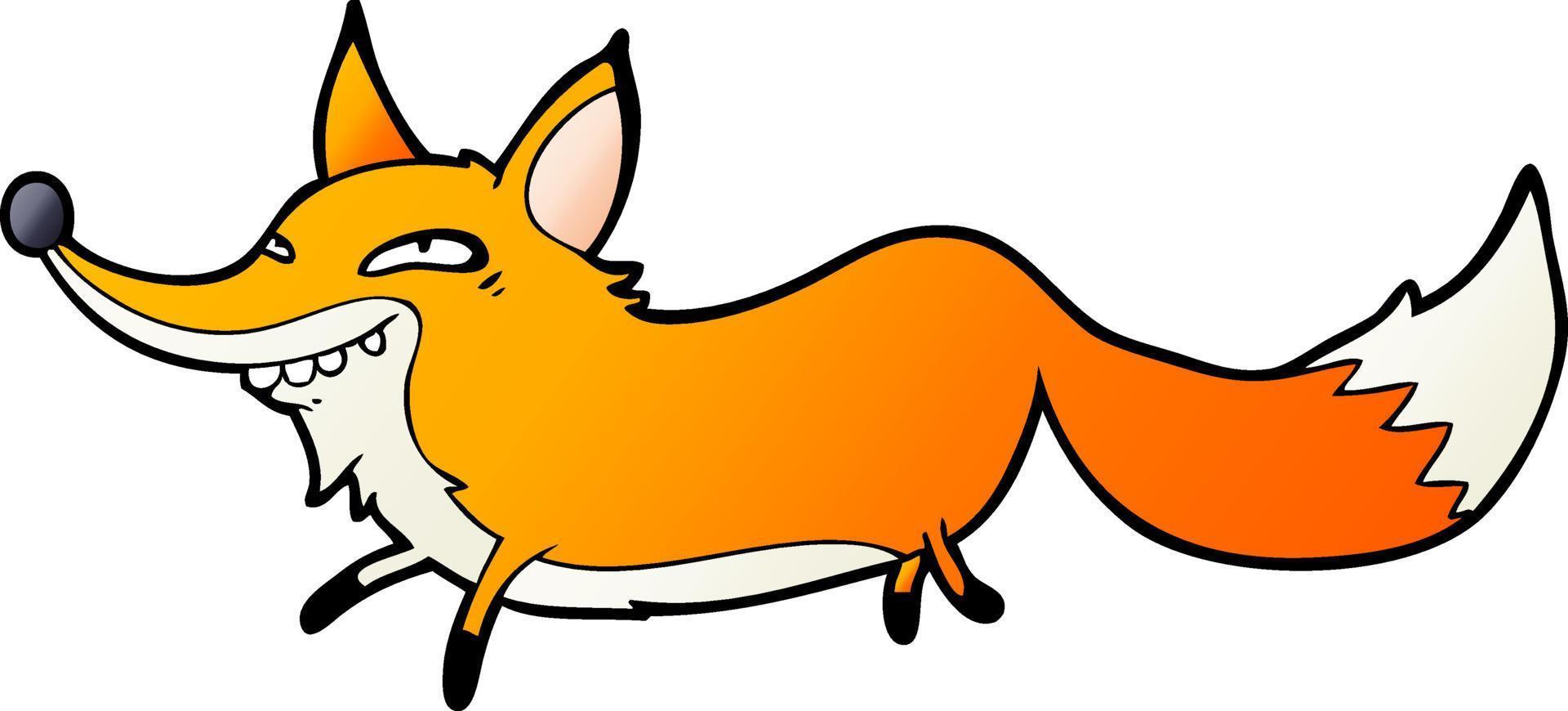 cute cartoon sly fox vector