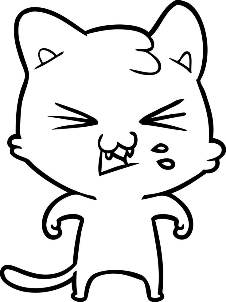 cartoon cat hissing vector