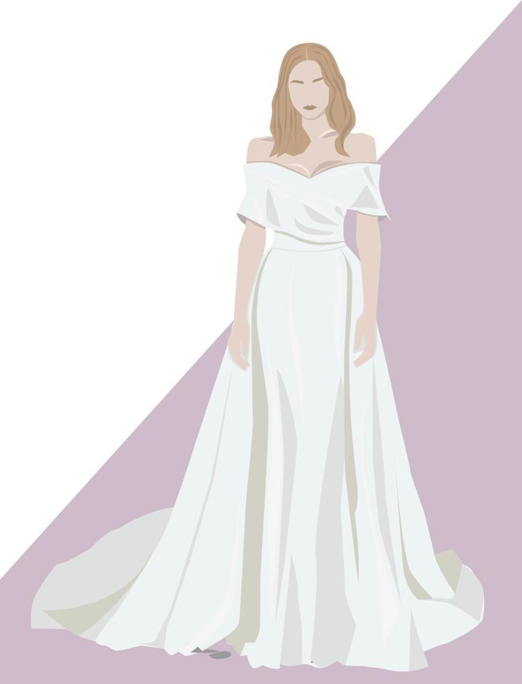 mujer en vestido de novia. ilustración vectorial vector