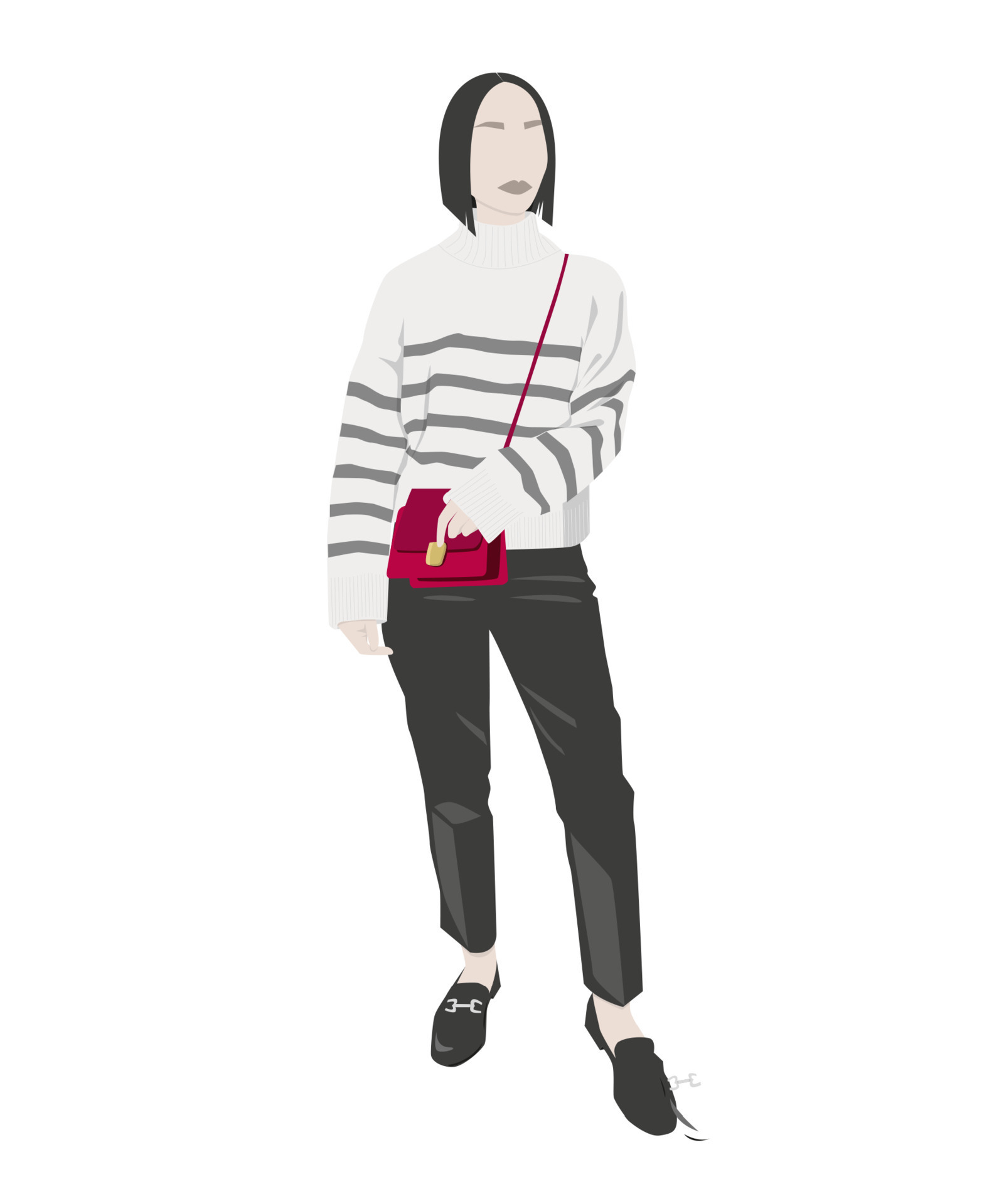 Stylish girl in trendy outfit. Vector illustration 12409340 Vector Art ...