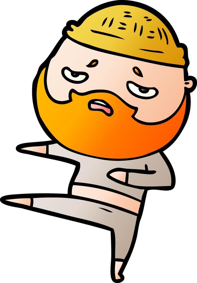 cartoon worried man with beard vector