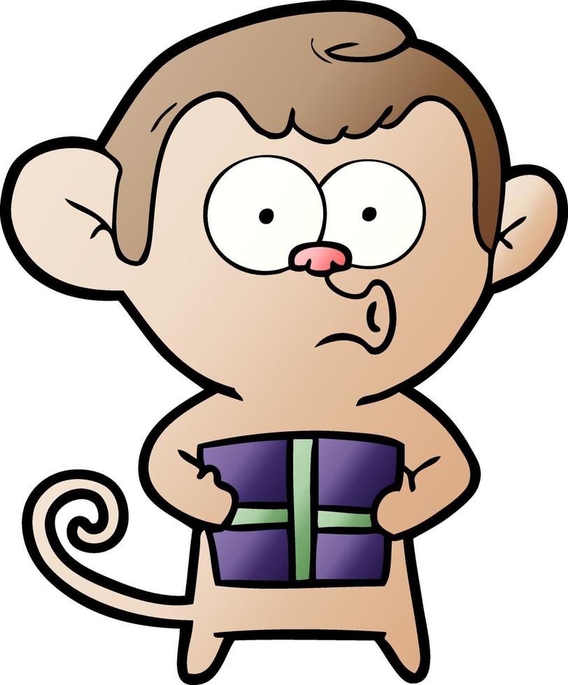 cartoon christmas monkey vector