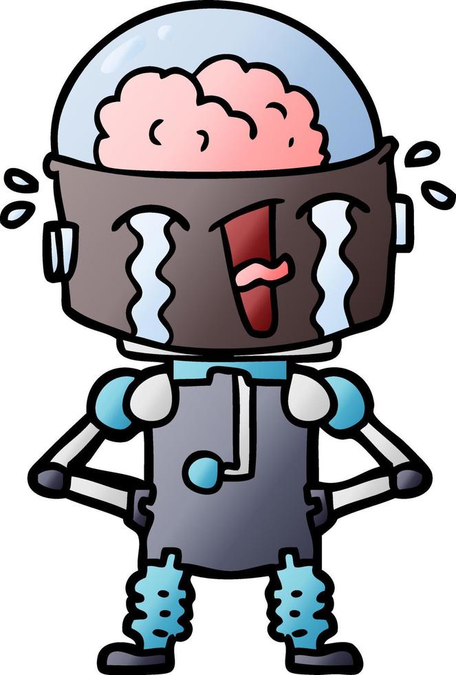 cartoon crying robot vector