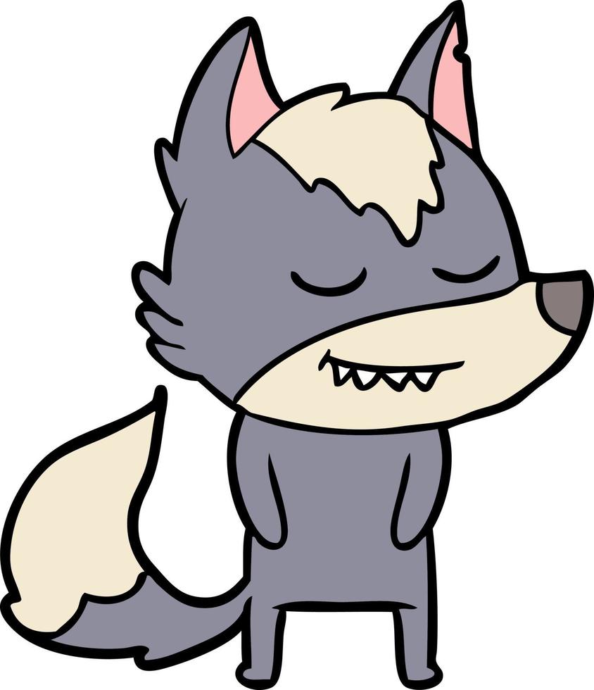 friendly cartoon wolf vector