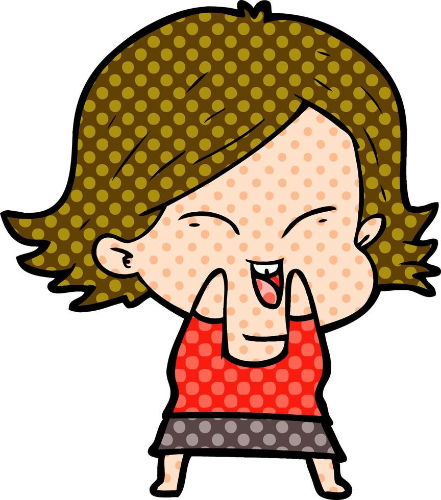 happy cartoon girl vector