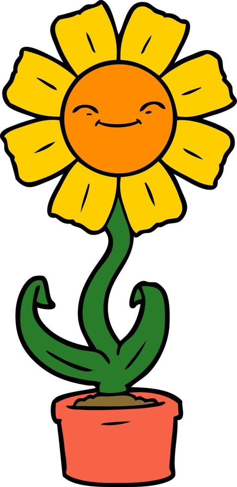 happy cartoon flower vector