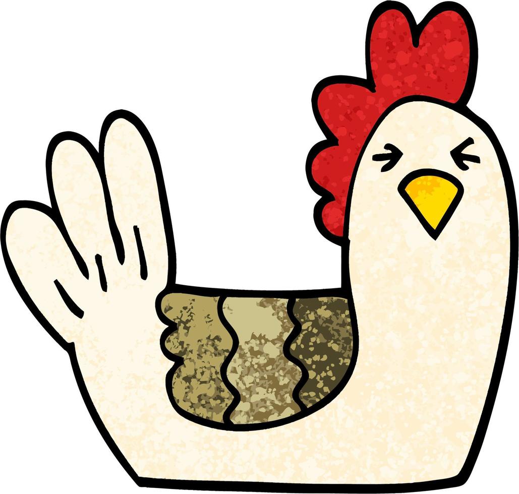 gallina percha de dibujos animados de ilustración con textura grunge vector