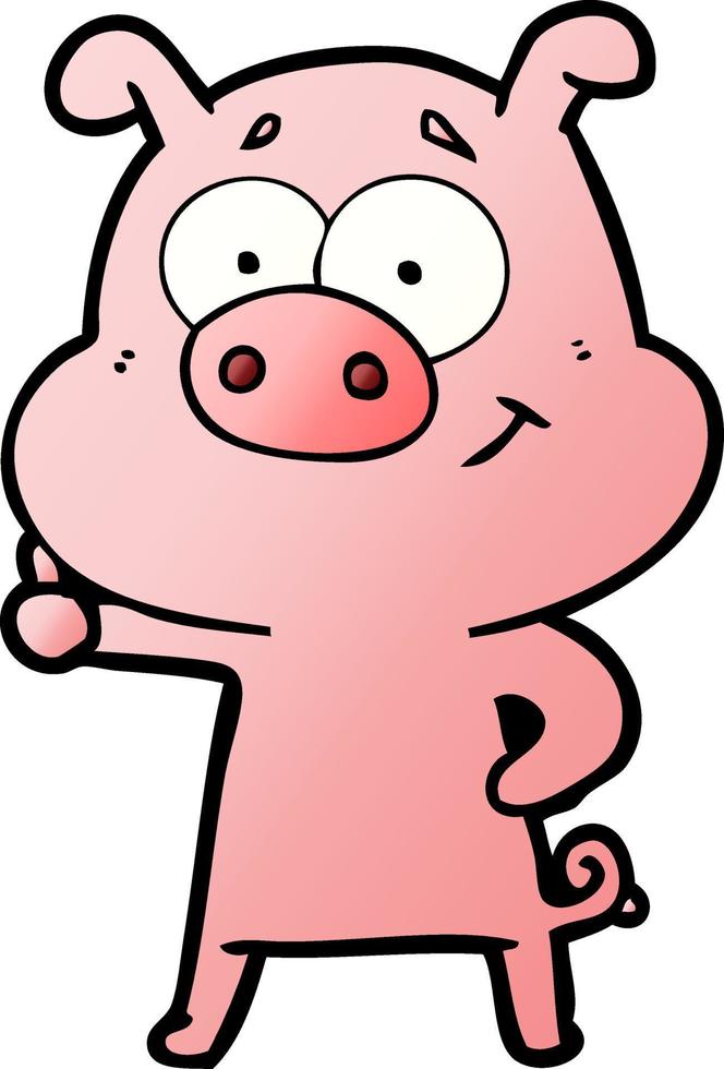 happy cartoon pig vector