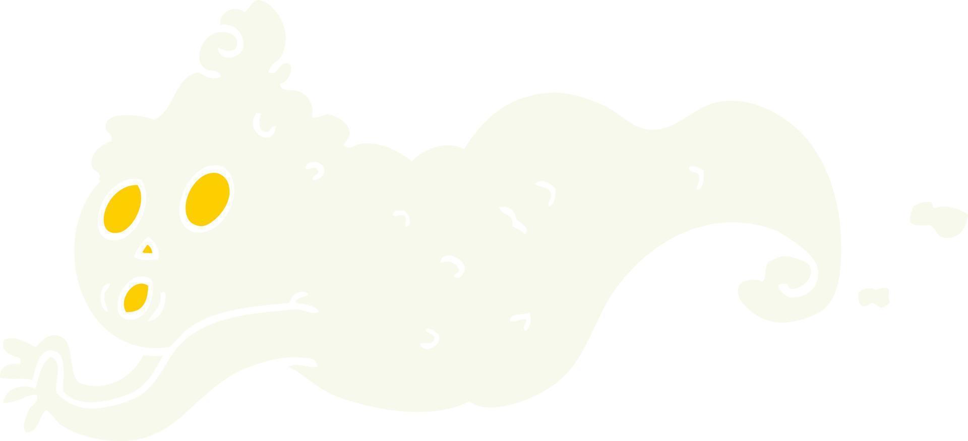 flat color illustration cartoon spooky ghost vector
