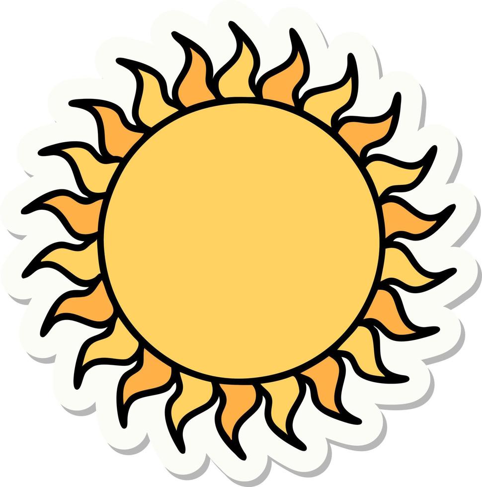 tattoo style sticker of a sun vector