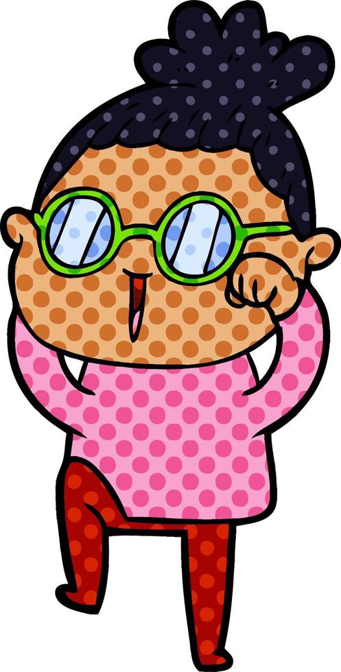 cartoon woman wearing spectacles vector