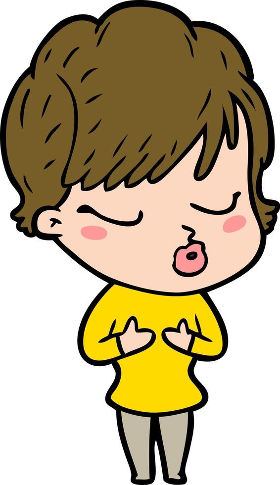 cartoon woman with eyes shut vector