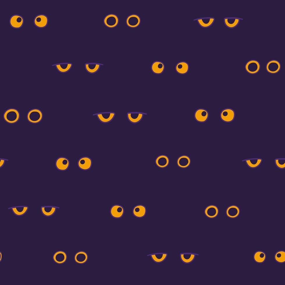 Eyes in darkness seamless pattern. Wildlife mystery texture. Halloween vector design for textile, background, wrapper, wallpaper.