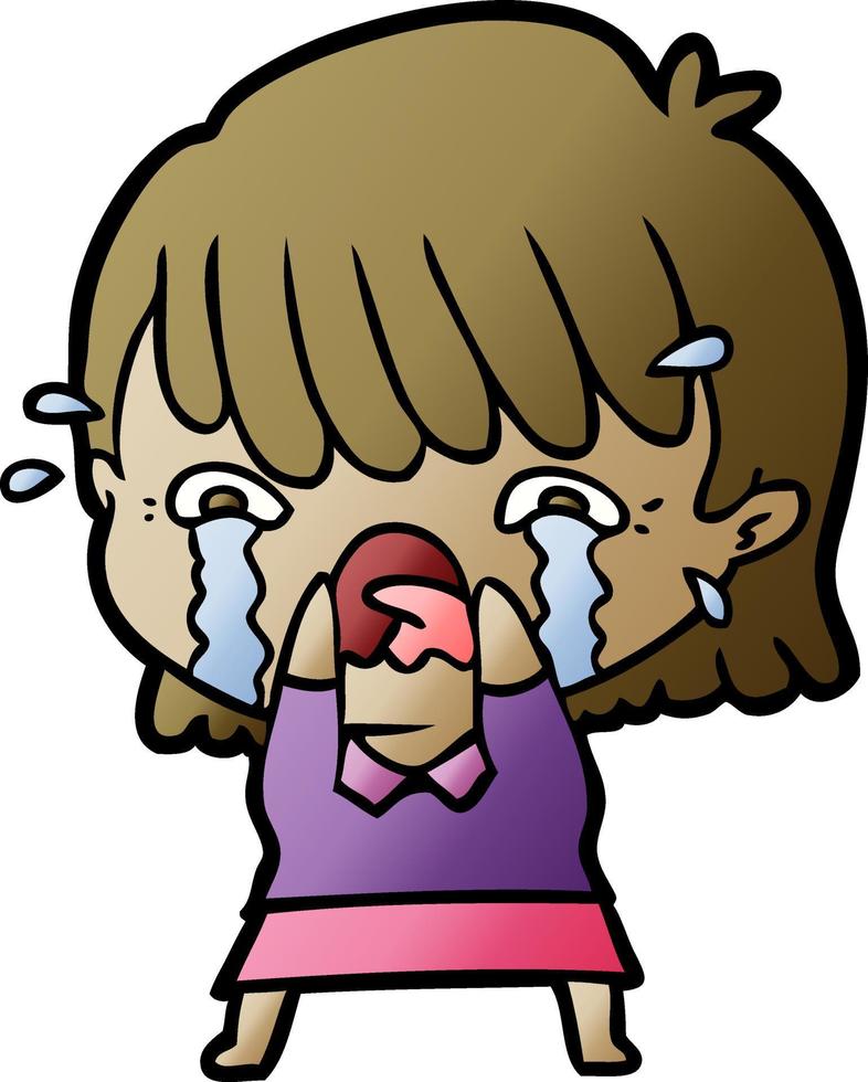 cartoon girl crying vector