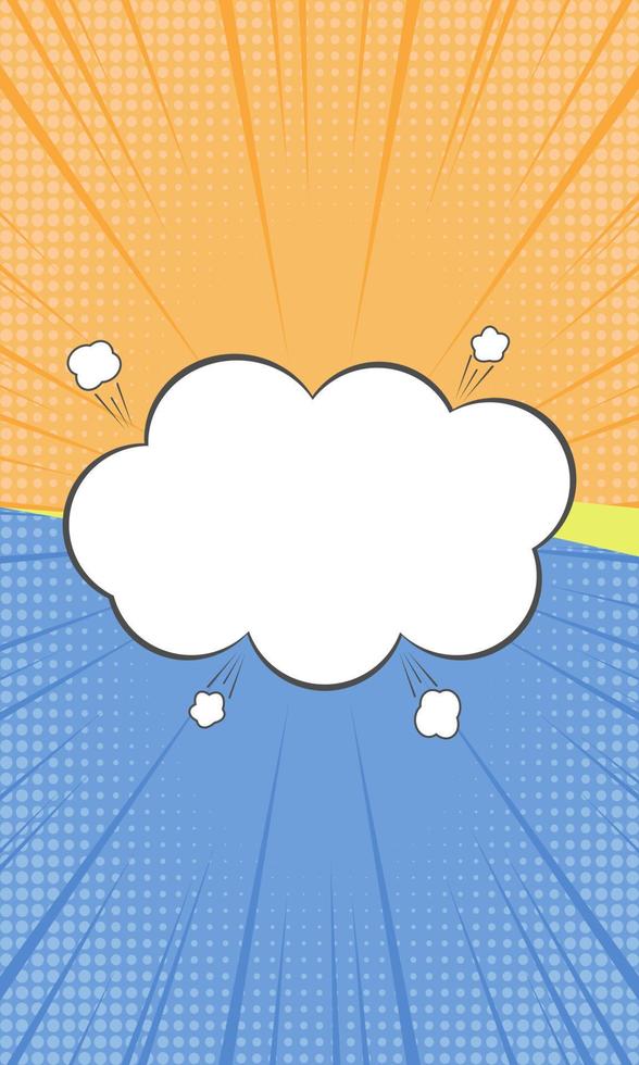 Design versus comic style vertical format. Fight with orange and blue background with halftone elements. Vector illustration