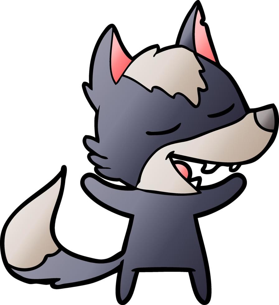 cartoon wolf laughing vector