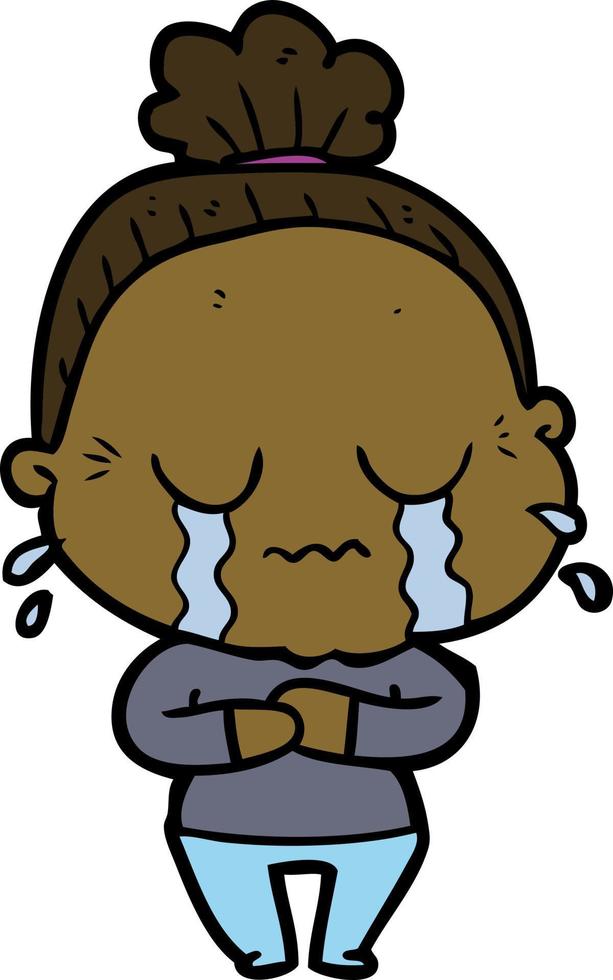 cartoon crying old lady vector