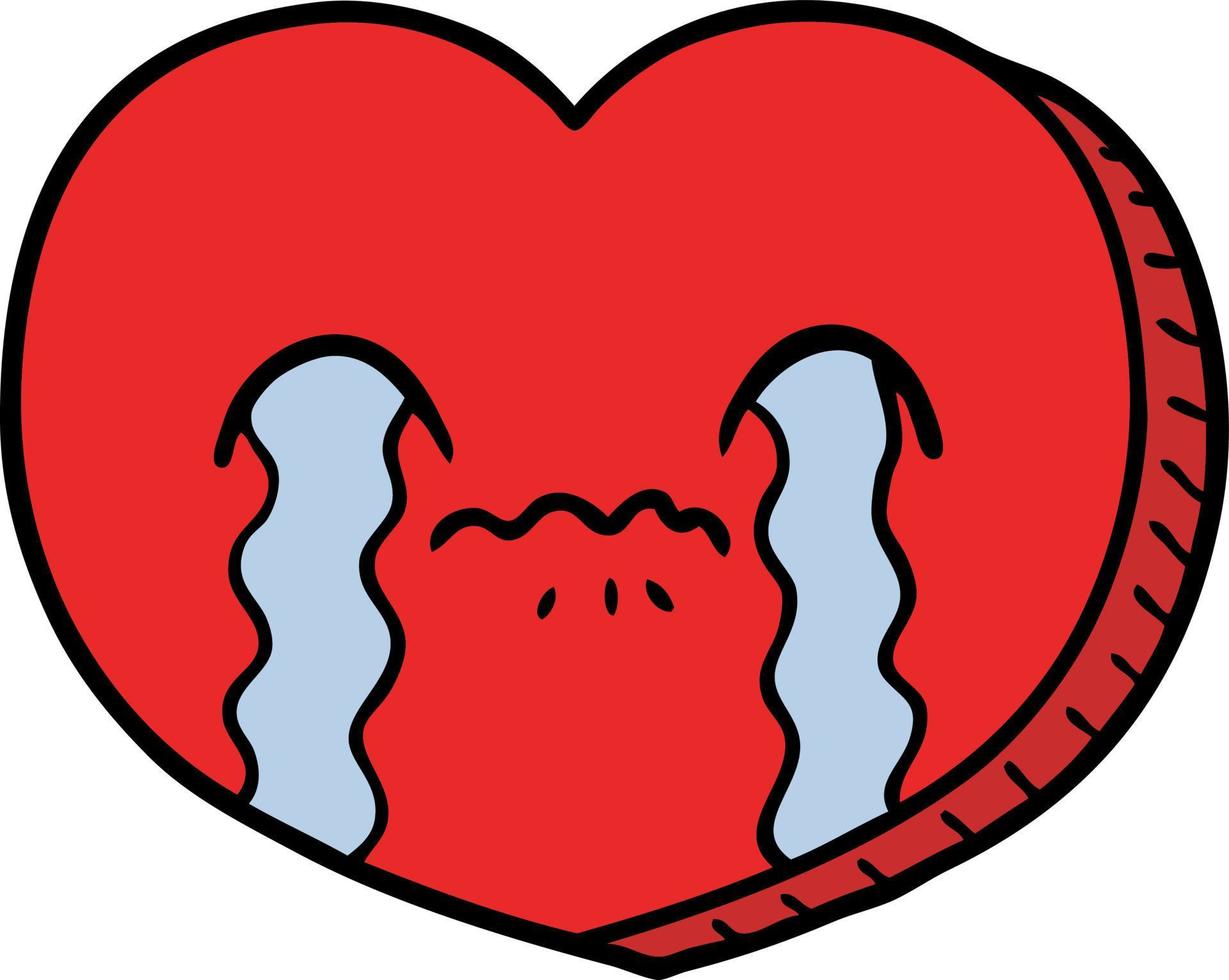 cartoon crying love heart vector