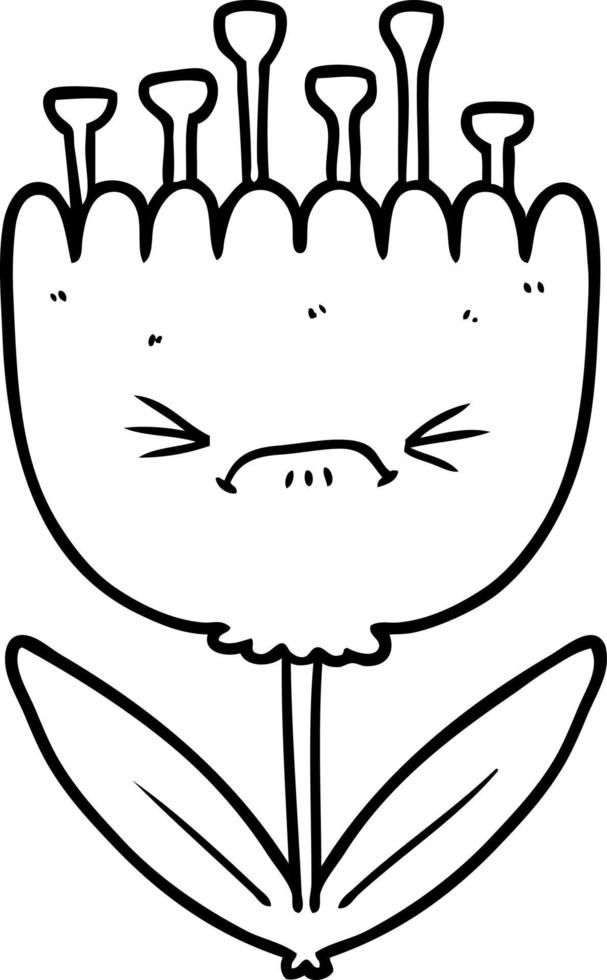 cartoon angry flower vector