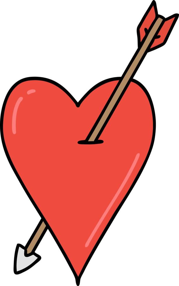 tatuaje tradicional de una flecha y un corazón vector