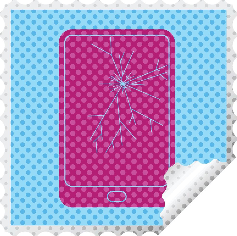broken electronic tablet square peeling sticker vector