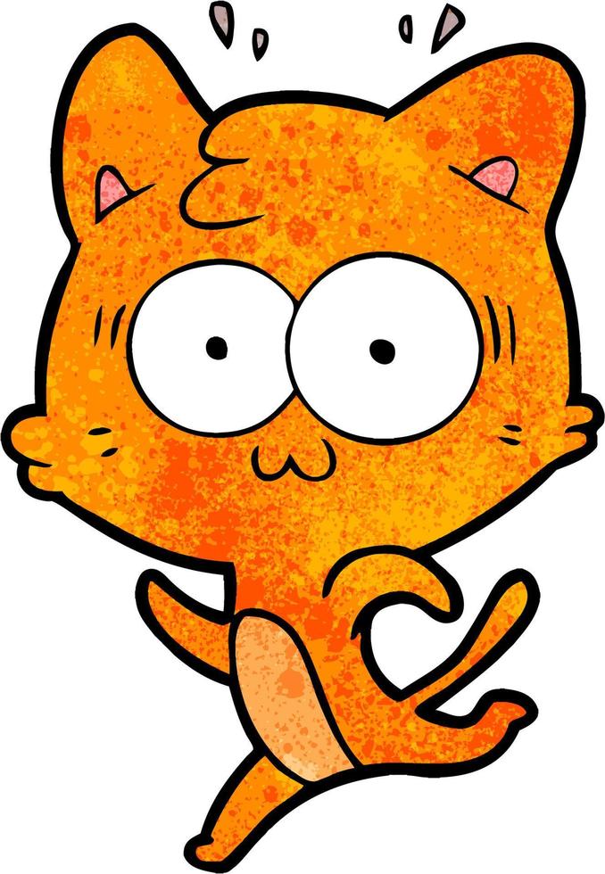 cartoon surprised cat running vector