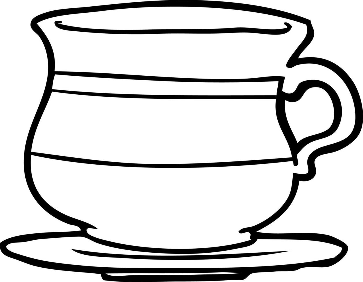 dibujo lineal de una vieja taza de té vector