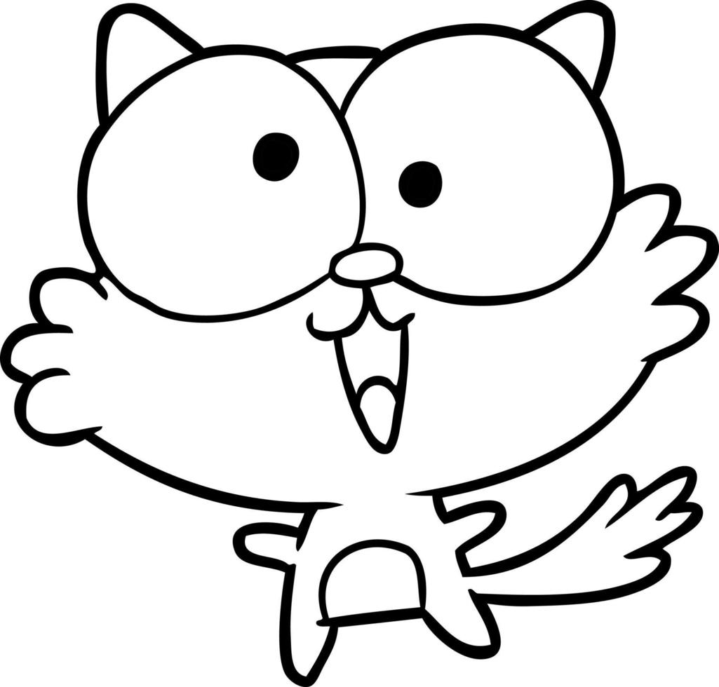 cute line drawing of a crazy cat vector